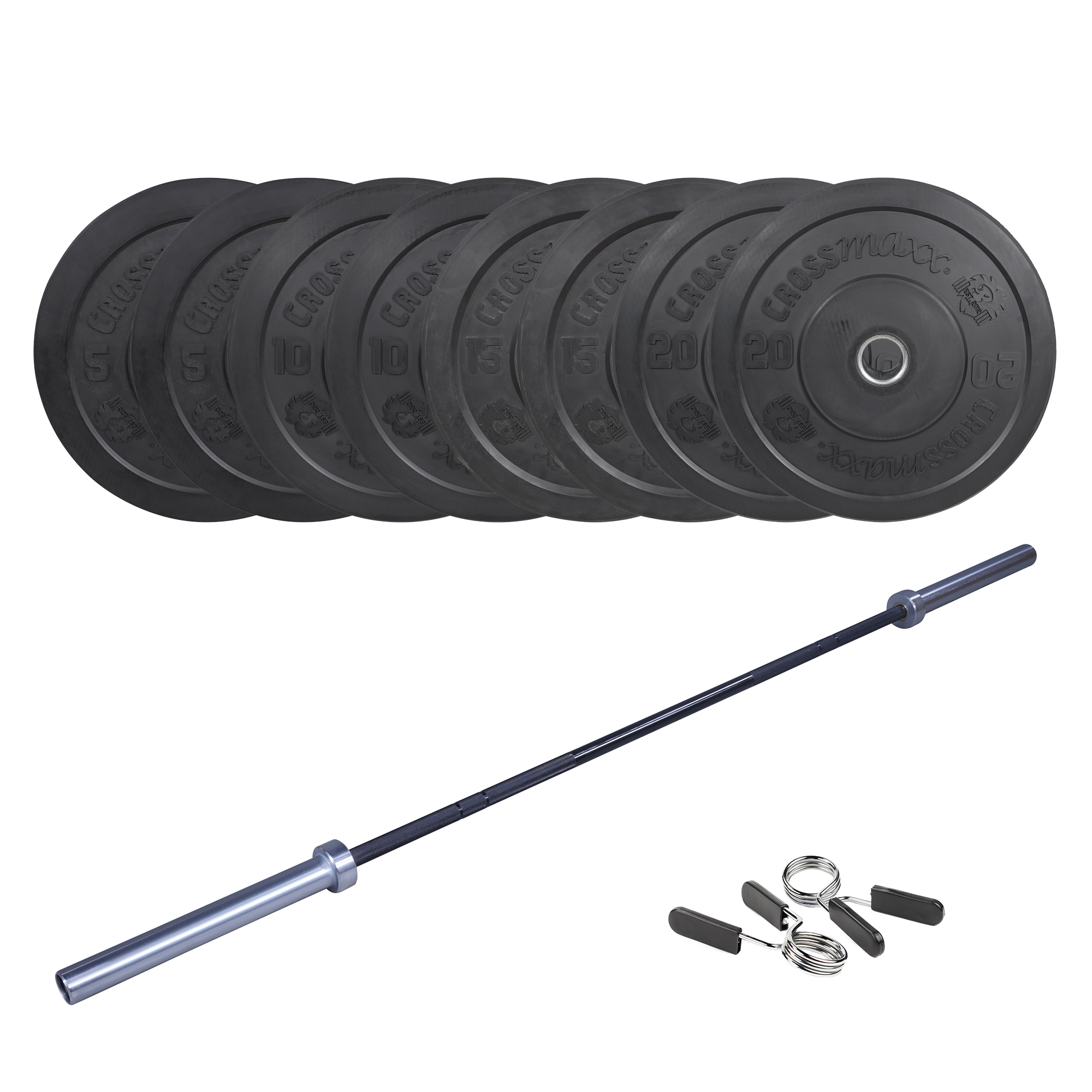Crossmaxx Cf Vægtstangssæt  100 Kg Skiver   15 Kg Vægtstang  Perfekt Til Crossfit Og Styrketræning