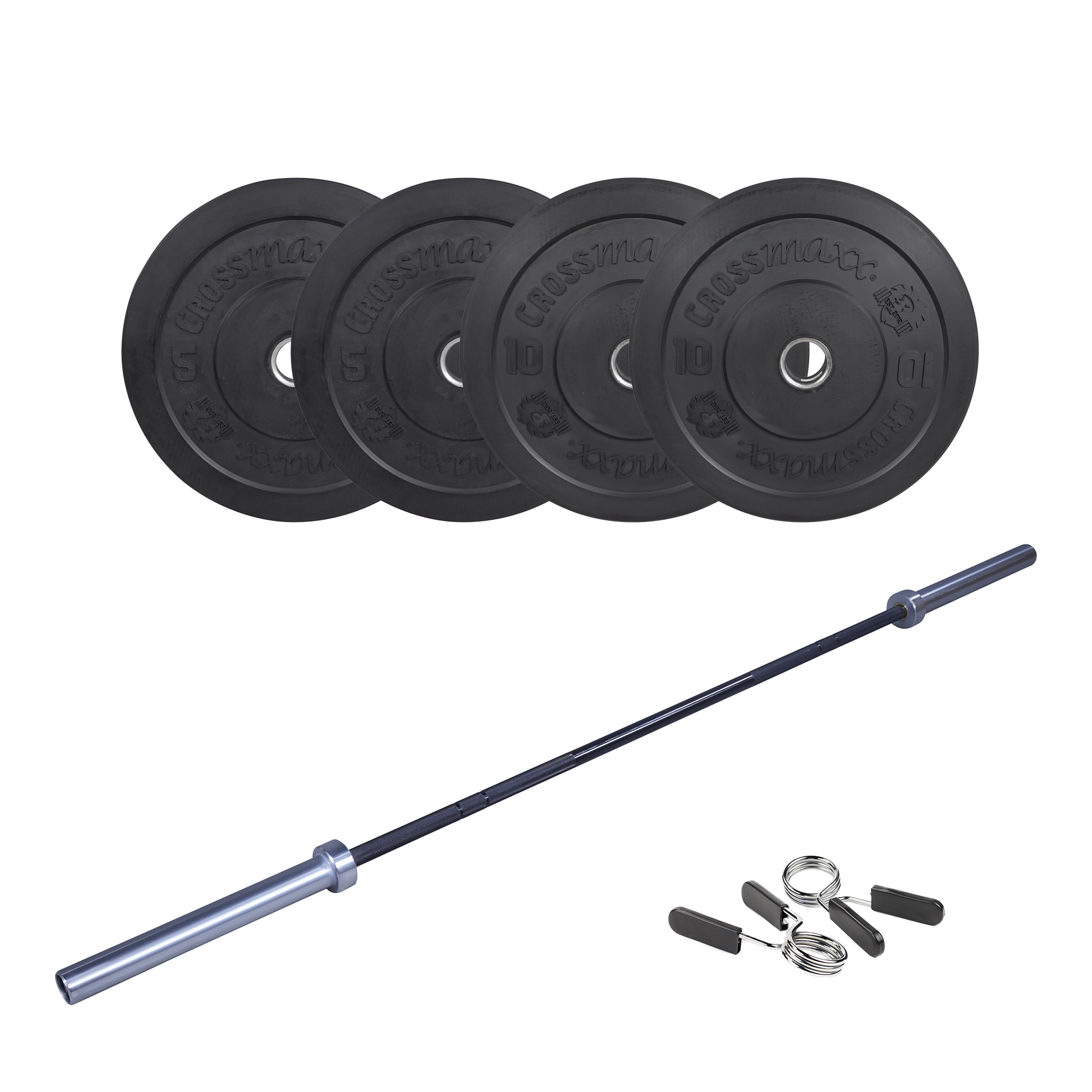 Crossmaxx Cf Vægtstangssæt  30 Kg Skiver   15 Kg Vægtstang  Perfekt Til Crossfit Og Styrketræning