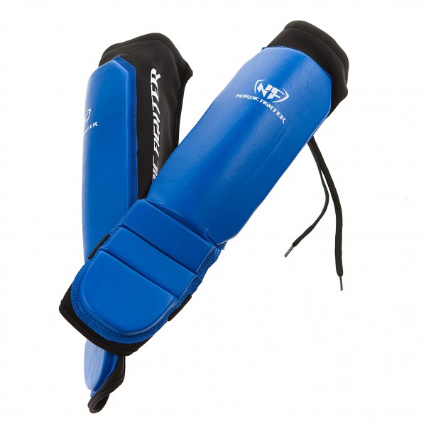 Nordic Fighter Grappling Shin Guards Instep Benskinne ægte Læder Blå Medium