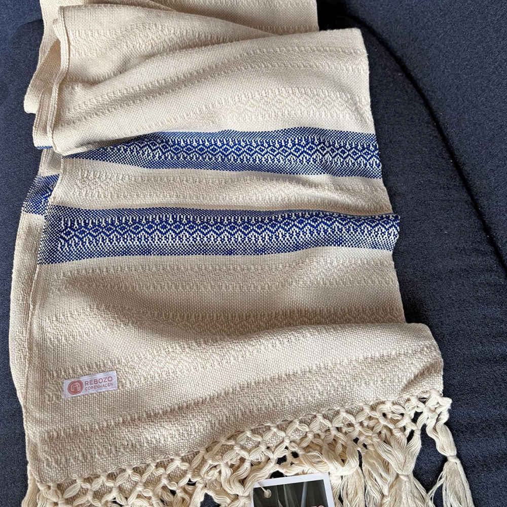 Rebozo Tørklæde Emma Strib Blå