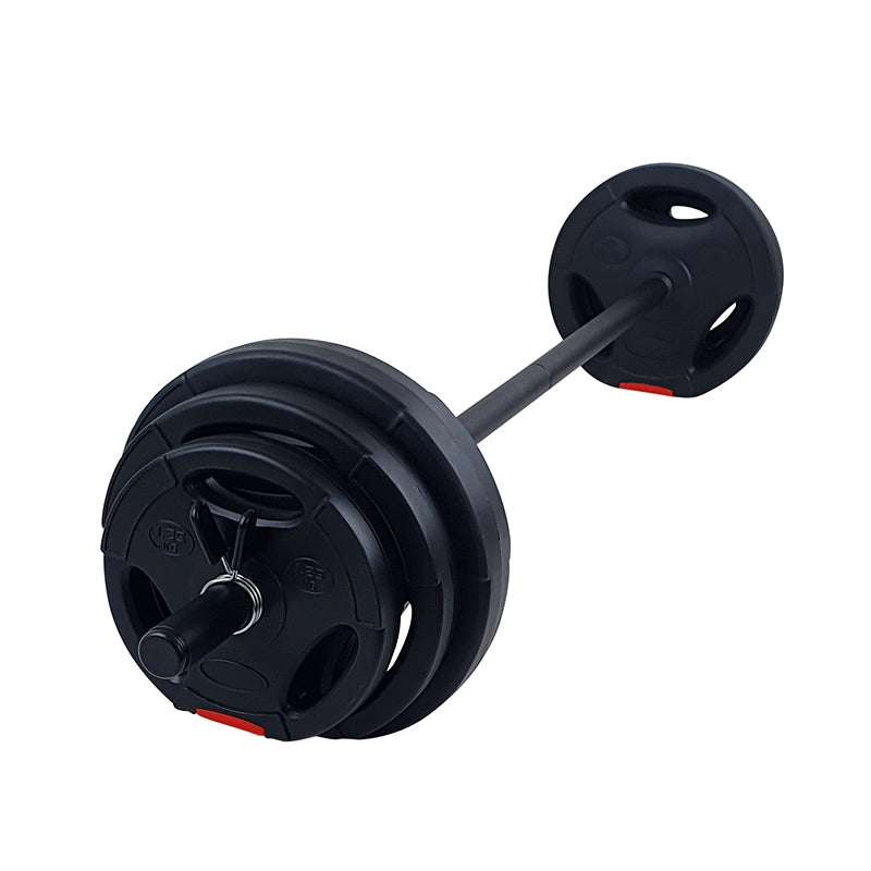 Billigt Aerobic Vægtstang Sæt  20 Kg  Med Grip Vægtskiver  Sort