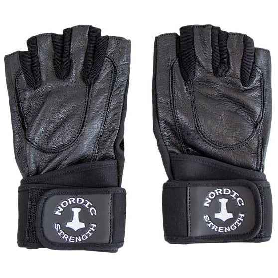 Træningshandsker    Støtte   Sort Læder  Nordic Strength