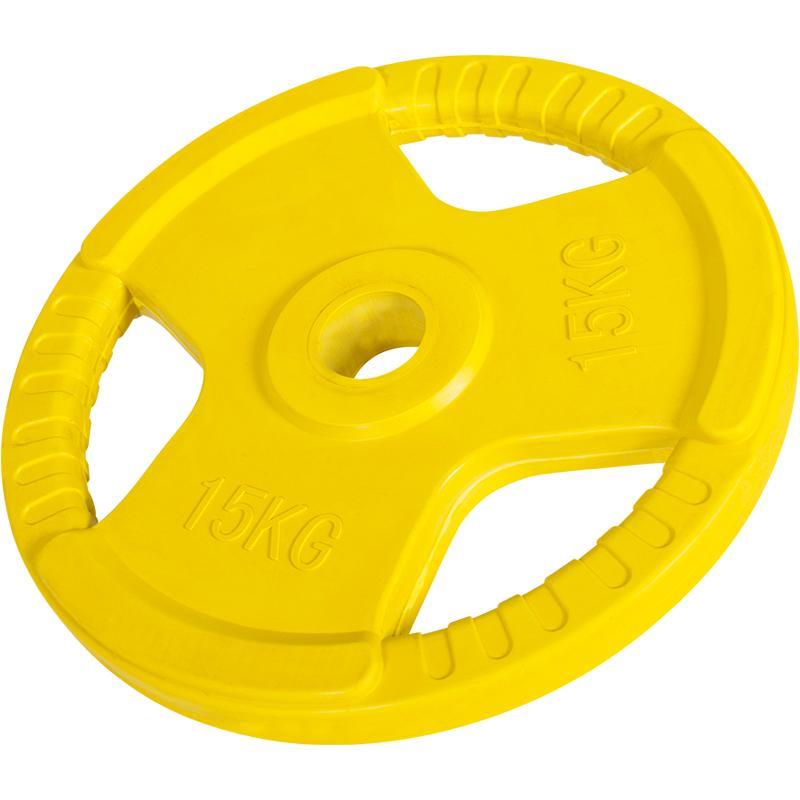 Vægtskive 50 Mm Gummi Med Greb 15 Kg