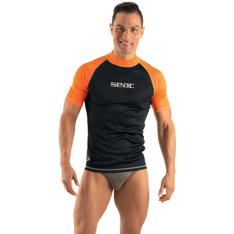 Seac Rash Guard  -sun Kortærmet Herre Sort Orange
