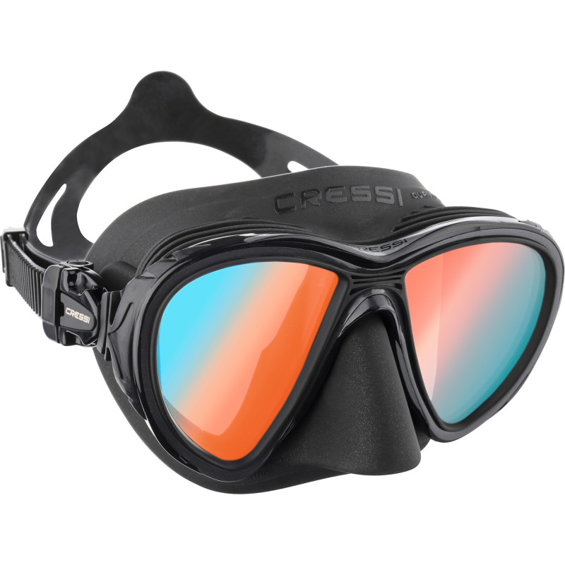 Cressi Quantum Dykkermaske Sort Blå Orange Glas