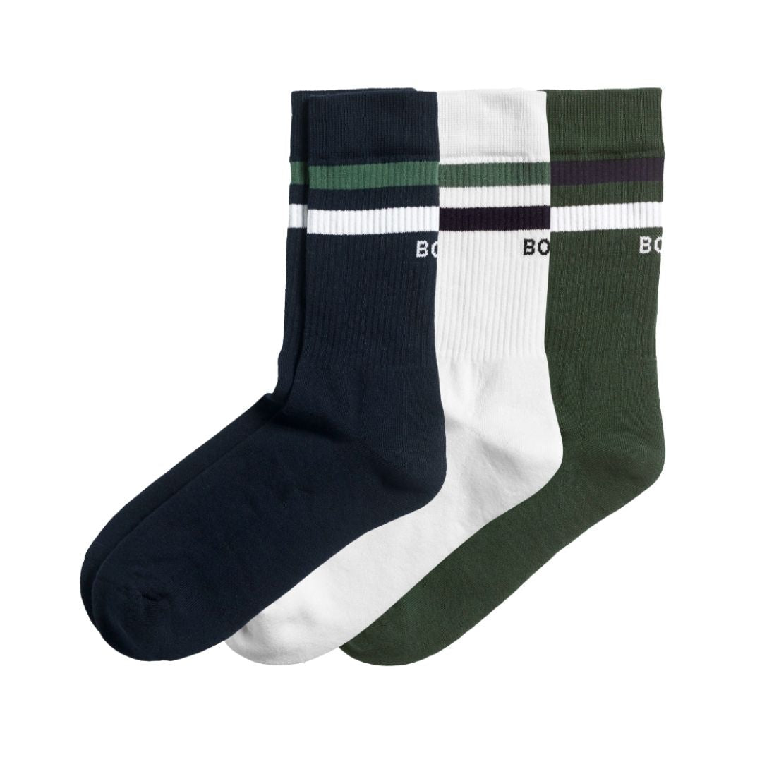 Björn Borg Classic Crew Sock -pak White Green Navy Blue 36-40