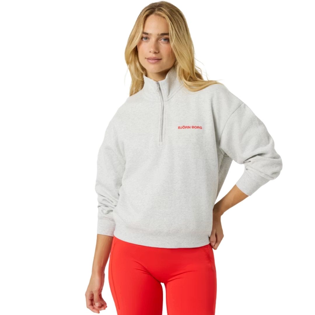 Björn Borg Halfzip Sweatshirt Women Ultra Light Grey Melange Xs