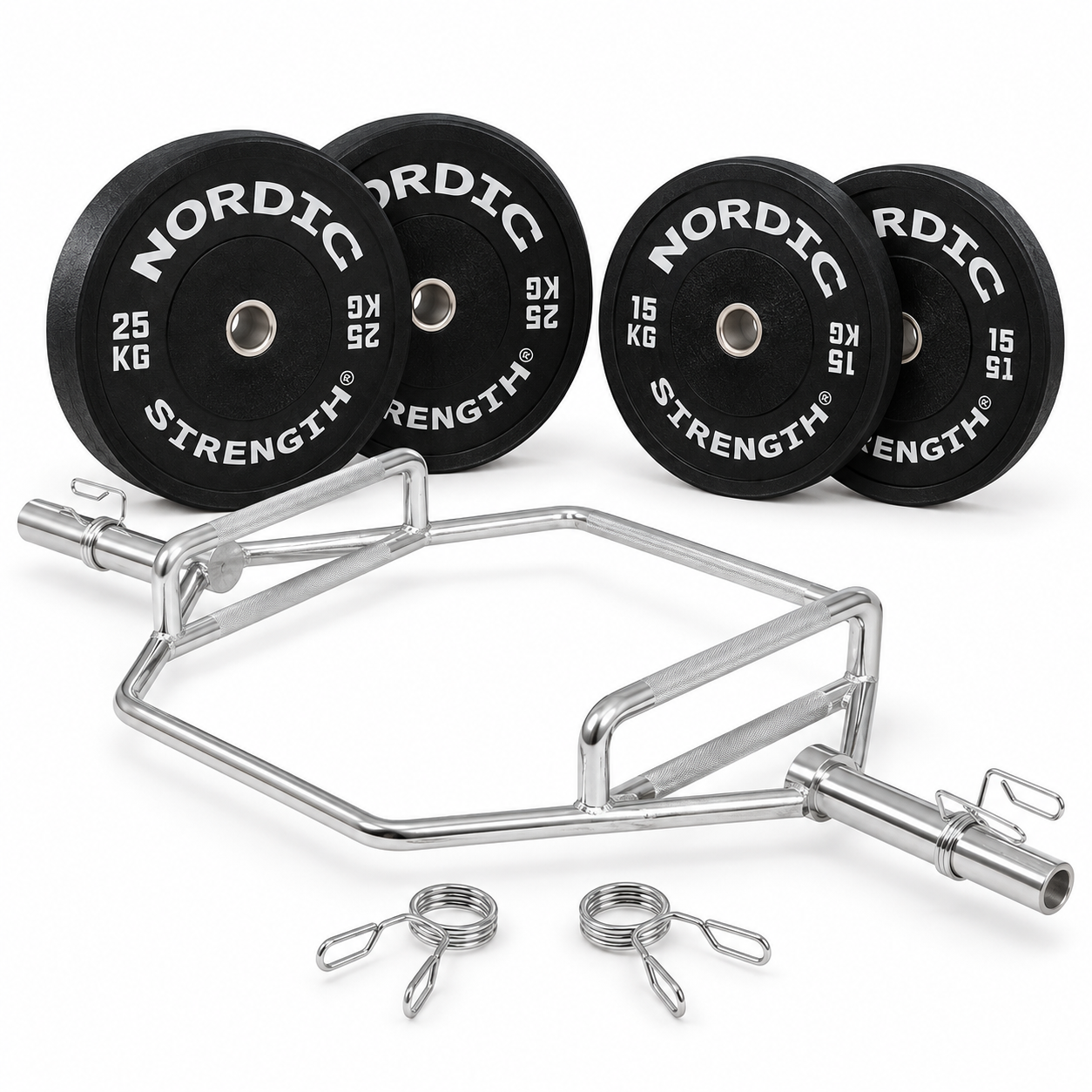 Ol Vægtsæt 100 Kg Med Hex Bar Og Bumper Plates  50 Mm  Dødløft