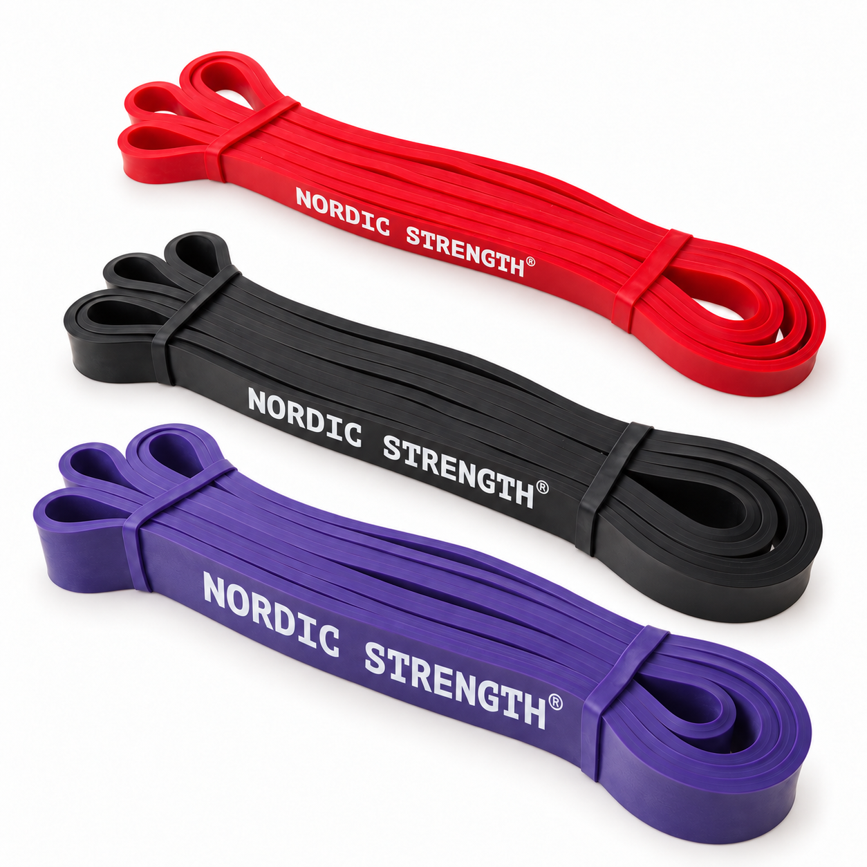 Strength Bands -pak Rød Sort Og Lilla Nordic Strength Bestseller